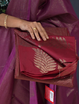 Semi Silk Saree -Maroon color Search code 2660