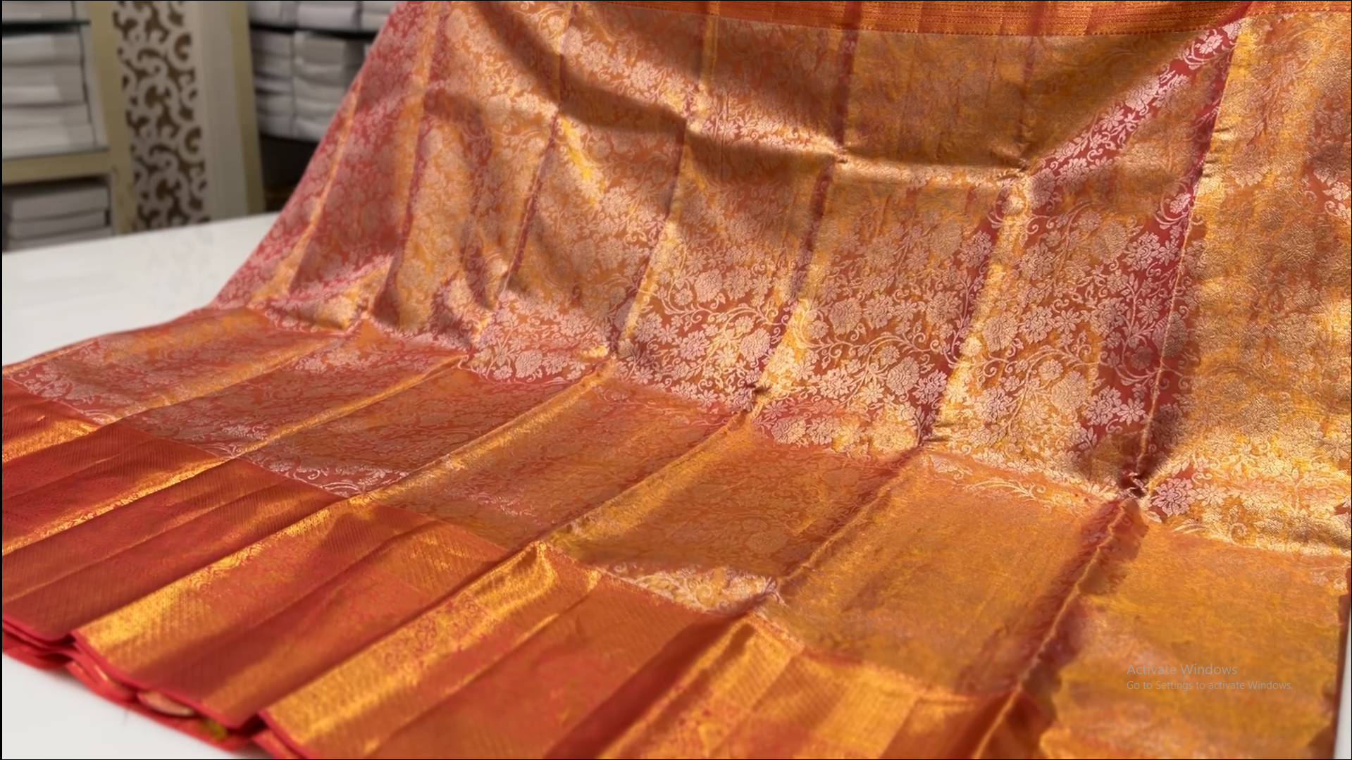 KANCHIPURAM SAREE -Orange shade Search code 6666