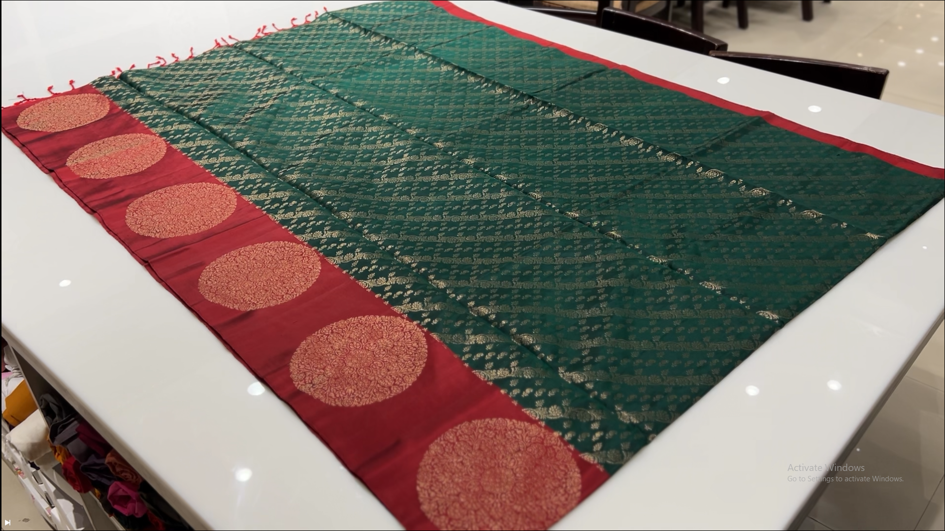 KANCHIPURAM SAREE - Green  and Maroon shade Search code 5555