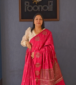 Semi Silk Saree -Burgundy color Search code 8900