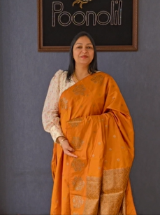 Semi Silk Saree - Mango Yellow color Search code 8903