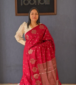 Semi Silk Saree -Maroon   color Search code 8904