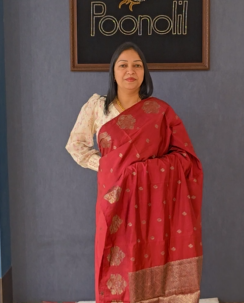 Semi Silk Saree -Dusty brick  color Search code 8906