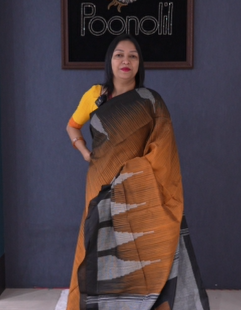 Cotton  Saree-Dusty orange to Blue   shade Search code 7416