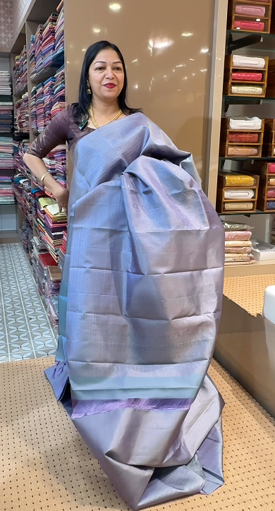 KANCHIPURAM BROCADE  - gray color   Search code 4504