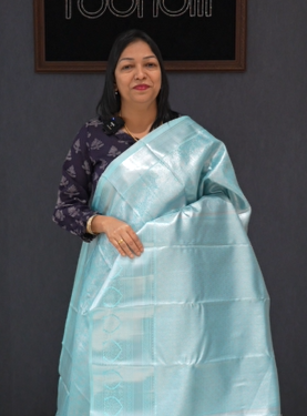 Tissue Saree - Baby blue  search code 1510