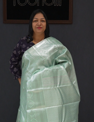 Tissue Saree - Mint green  search code 1511