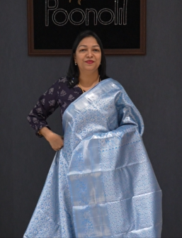 Tissue Saree -Blue search code 1518