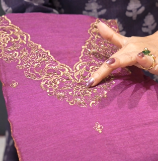 UNSTITCHED SALWAR  SUIT SET -Purple  Search code 1521