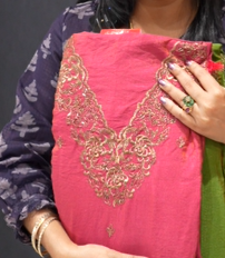 UNSTITCHED SALWAR  SUIT SET -Burgundy Search code 1523