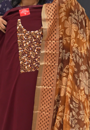 UNSTITCHED SALWAR  SUIT SET -Marron Search code 1527