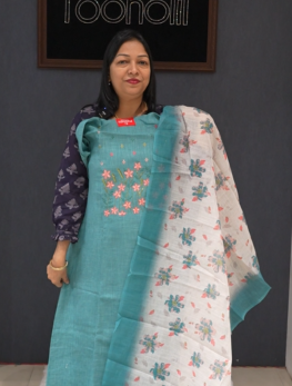 UNSTITCHED SALWAR  SUIT SET - Blue Search code 1534