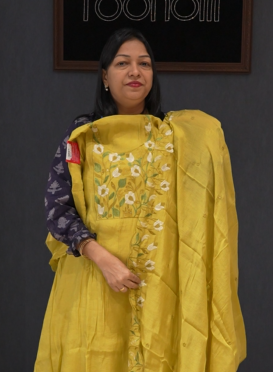 UNSTITCHED SALWAR  SUIT SET - Lemon yellow shade Search code 1540