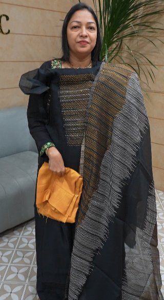 UNSTITCHED SALWAR  SUIT SET  BLACK Mustard shade Search code 5566