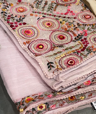 Organza Saree - baby lavander shade Search code 4205