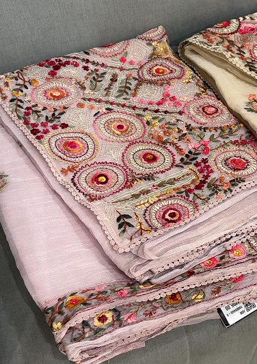 Organza Saree - baby lavander shade Search code 4205