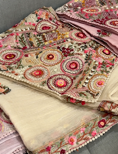 Organza Saree - yellow shade Search code 4206