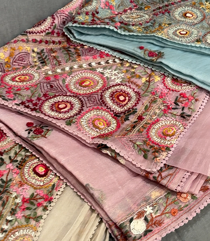 Organza Saree - pink shade Search code 4207