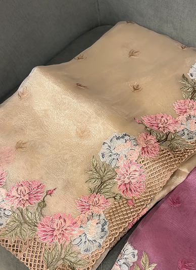 Organza Saree -badge color shade Search code 4213