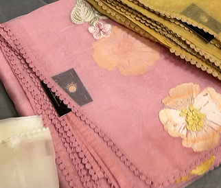 Organza Saree - pink color shade Search code 4218