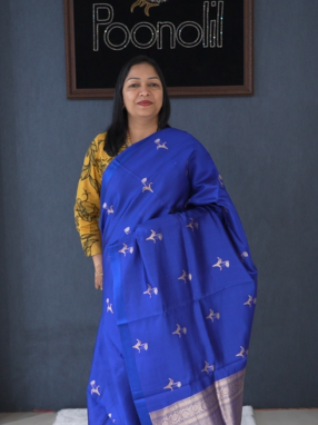 Soft kathan Silk Saree  -Blue  shade  Search code 5603
