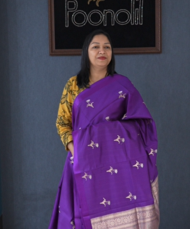 Soft kathan Silk Saree  -Purple shade  Search code 5604
