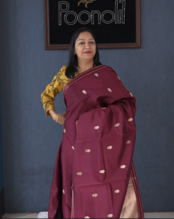 Soft kathan Silk Saree  -Brown  shade  Search code 5612