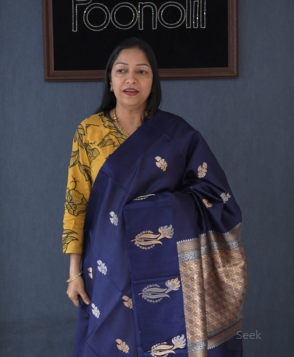 Soft kathan Silk Saree  -Deep blue shade  Search code 5613