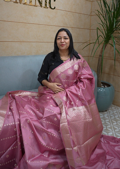 Banarasi  sarees -  Onion pink color Search code 5212