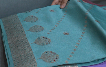 Banarasi  sarees - powder blue color Search code 5217