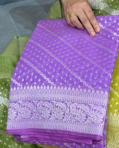 Banarasi  chanderi sarees -lavander shade  color Search code 5227