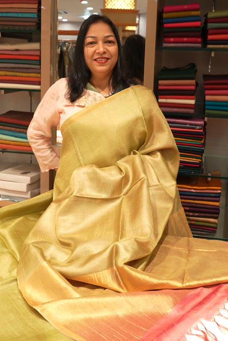 Tussar Saree -green shade Search code 3201