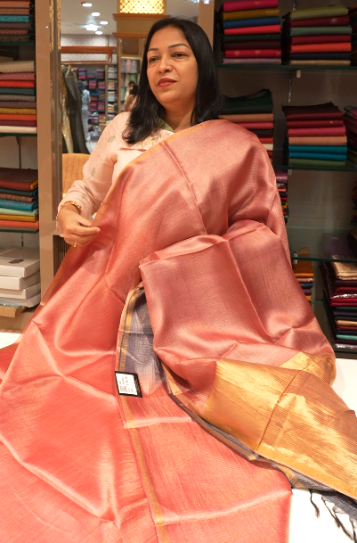 Tussar Saree -powder pink shade Search code 3202
