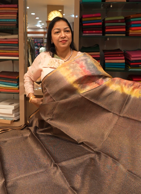 Tussar Saree -jet black color Search code 3205