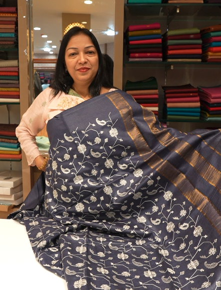 Tussar Saree Blue  color Search code 3208