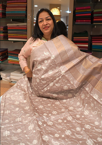 Tussar Saree lilac light colour   Search code 3209