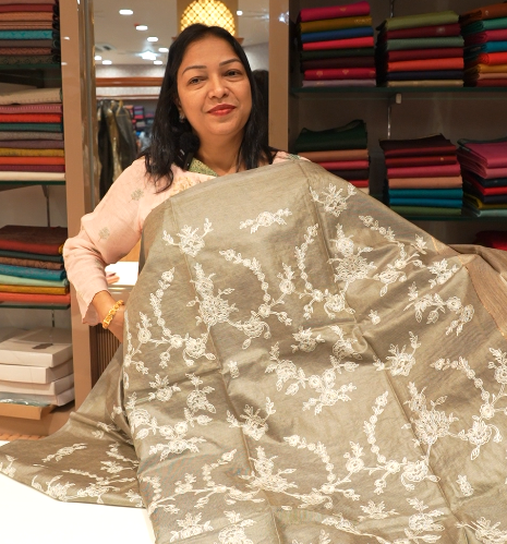 Tussar Saree gray   colour   Search code 3212