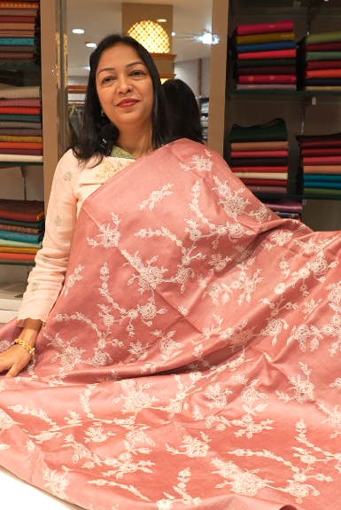 Tussar Saree  pink colour  Search code 3213