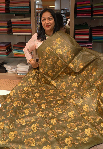 Tussar Saree green colour Search code 3221