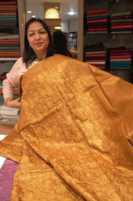 Tussar Saree dusty navy blue Search code 3225