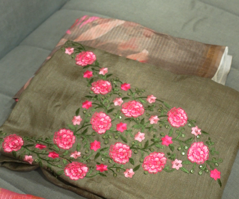 UNSTITCHED SALWAR SUIT SET- gray color Search code 2503