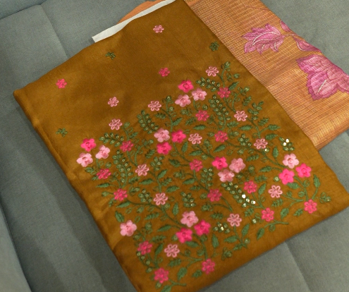 UNSTITCHED SALWAR SUIT SET- mustard yellow color Search code 2505