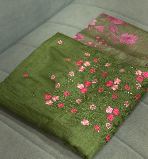 UNSTITCHED SALWAR SUIT SET- Green color Search code 2506