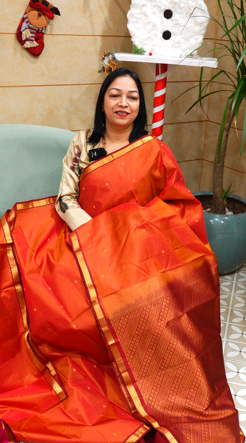 KANCHIPURAM SAREE-brick maroon Search code 7456