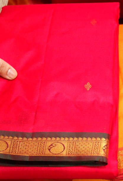 KANCHIPURAM SAREE-rani pink Search code 7458