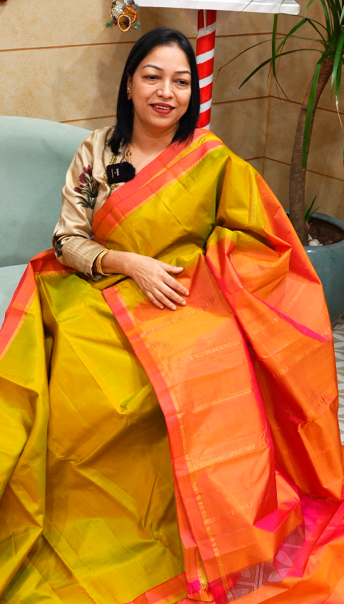 KANCHIPURAM SAREE-lemon yellow Search code 7462