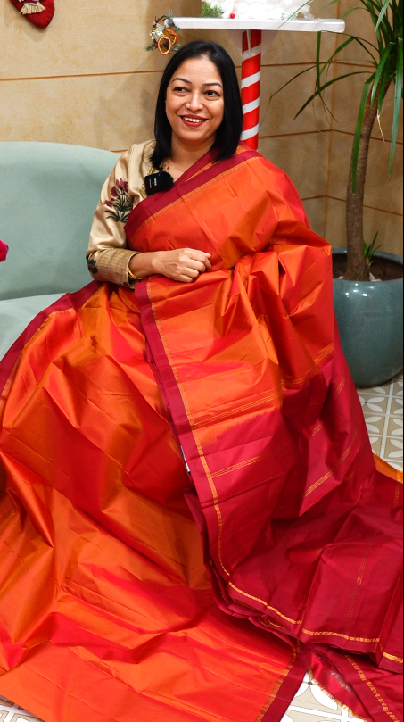 KANCHIPURAM SAREE-brick moroon Search code 7463