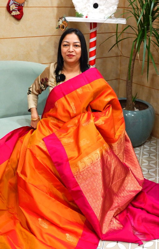 KANCHIPURAM SAREE-yellow shade Search code 7466