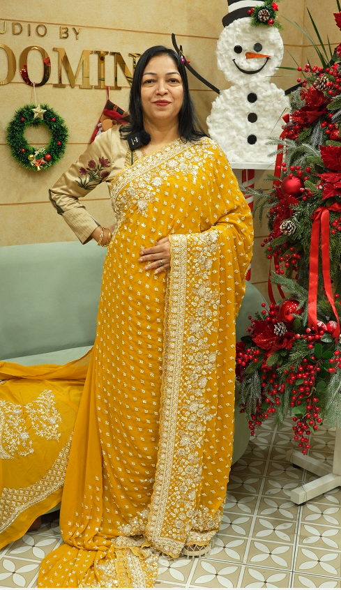 Fancy Saree-yellow    -  shade Search code 9969