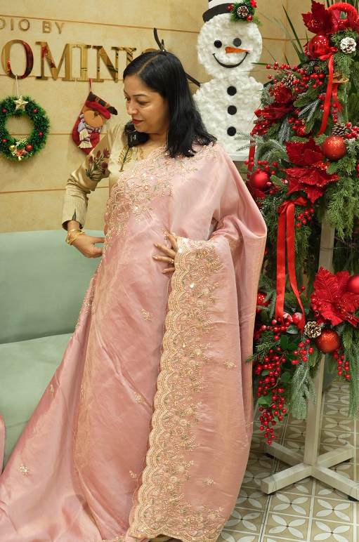 Fancy Saree-pale pink     -  shade Search code 9971